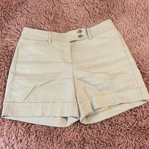 White House Black Market Cream Linen Shorts